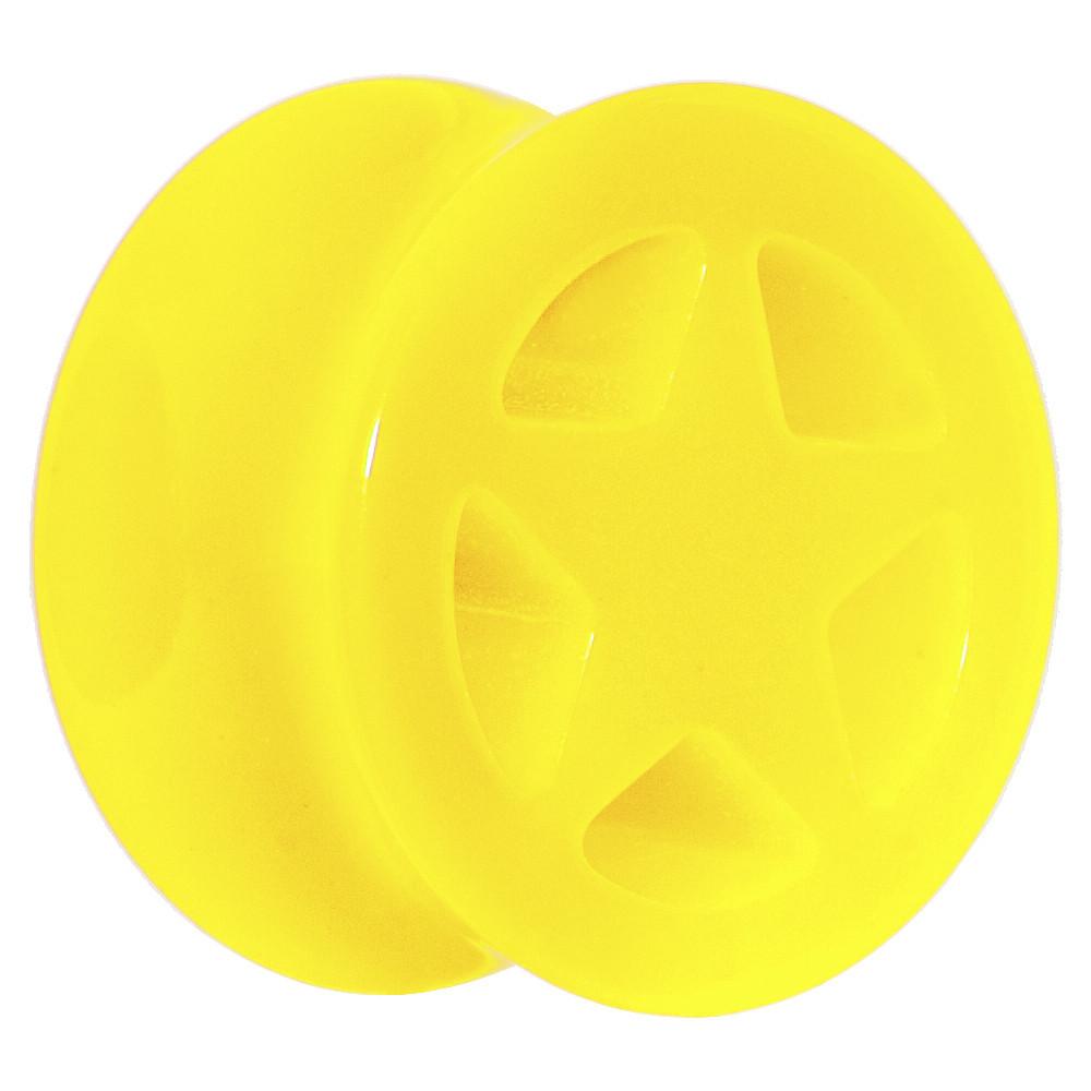 Acrylic Neon Yellow Star Tunnel Plug 2 Gauge to 20mm