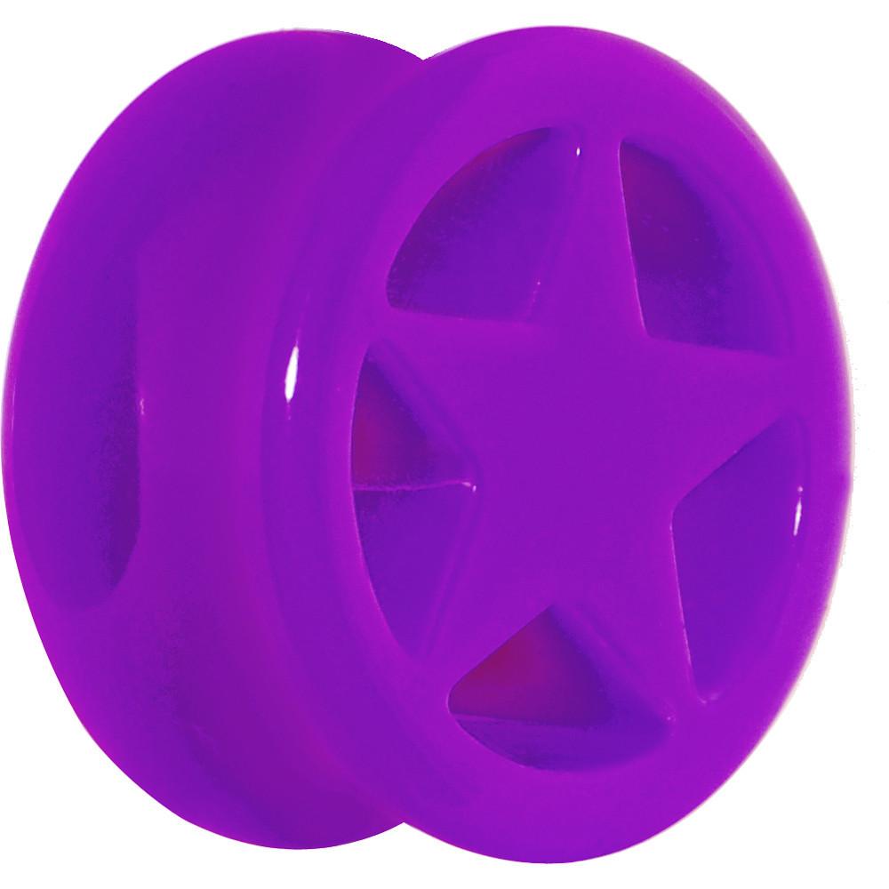 Acrylic Neon Purple Star Tunnel Plug 2 Gauge to 20mm