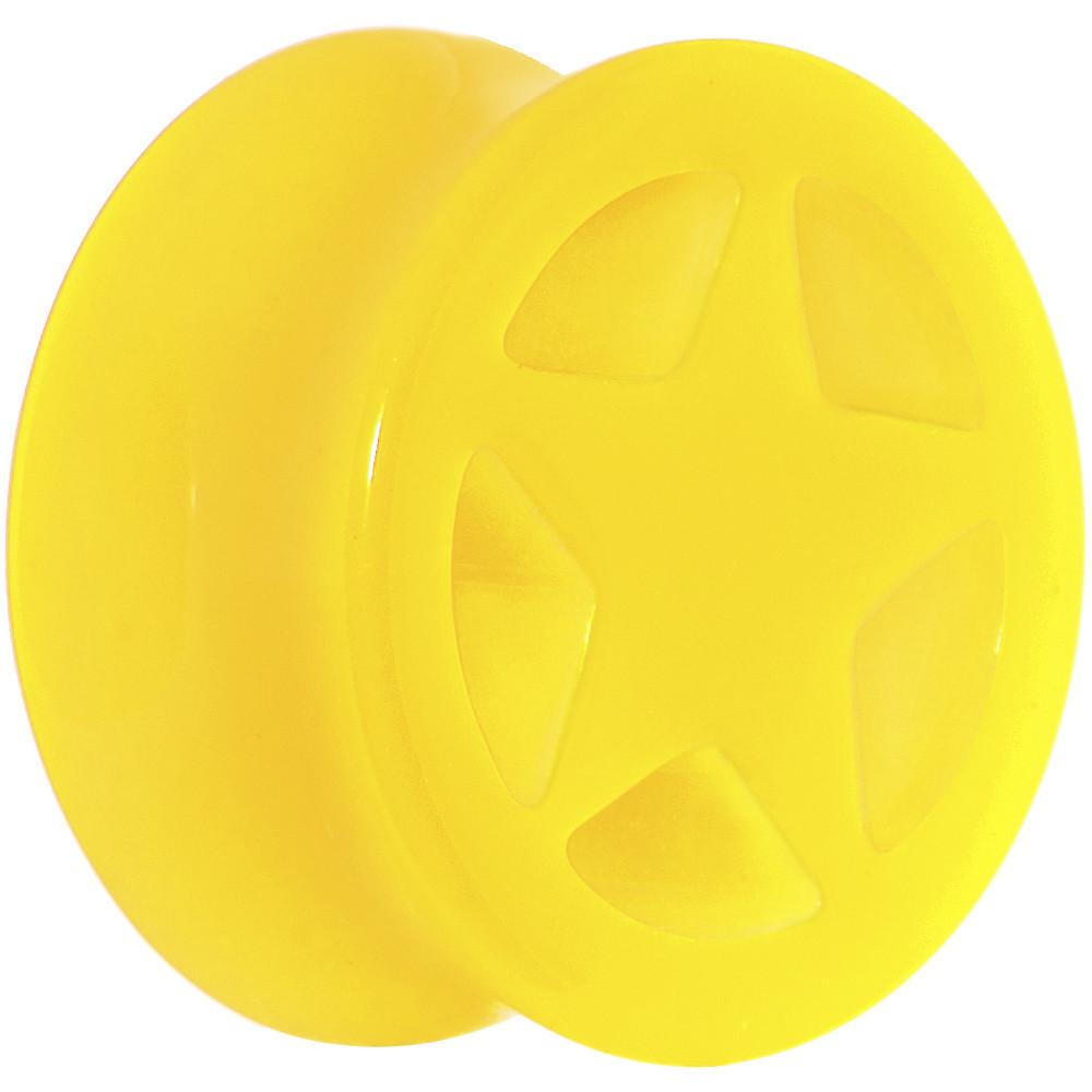 Acrylic Neon Yellow Star Tunnel Plug 2 Gauge to 20mm