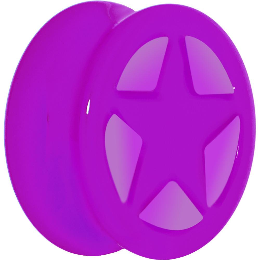 Acrylic Neon Purple Star Tunnel Plug 2 Gauge to 20mm