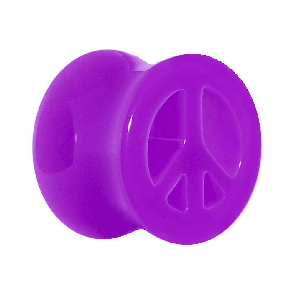 Acrylic Neon Purple Peace Sign Tunnel Plug 2 Gauge to 20mm