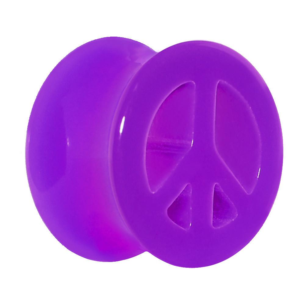 Acrylic Neon Purple Peace Sign Tunnel Plug 2 Gauge to 20mm