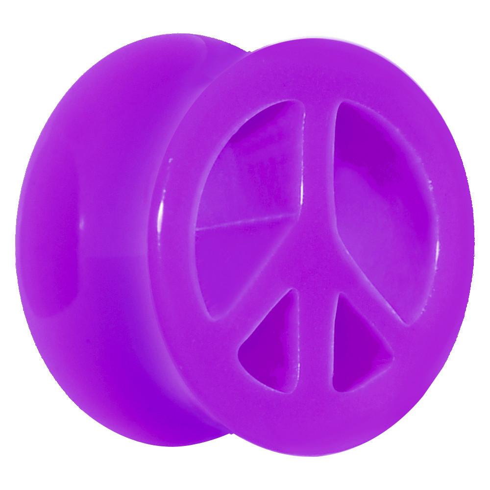 Acrylic Neon Purple Peace Sign Tunnel Plug 2 Gauge to 20mm