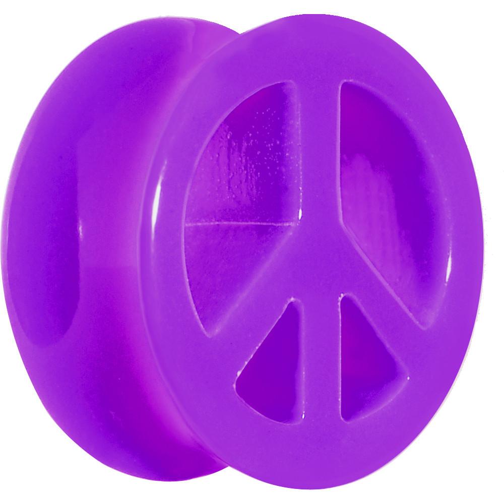 Acrylic Neon Purple Peace Sign Tunnel Plug 2 Gauge to 20mm