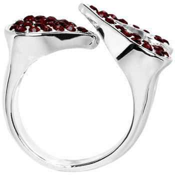 Ruby Red Gem Heartbreaker Heart Adjustable Ring