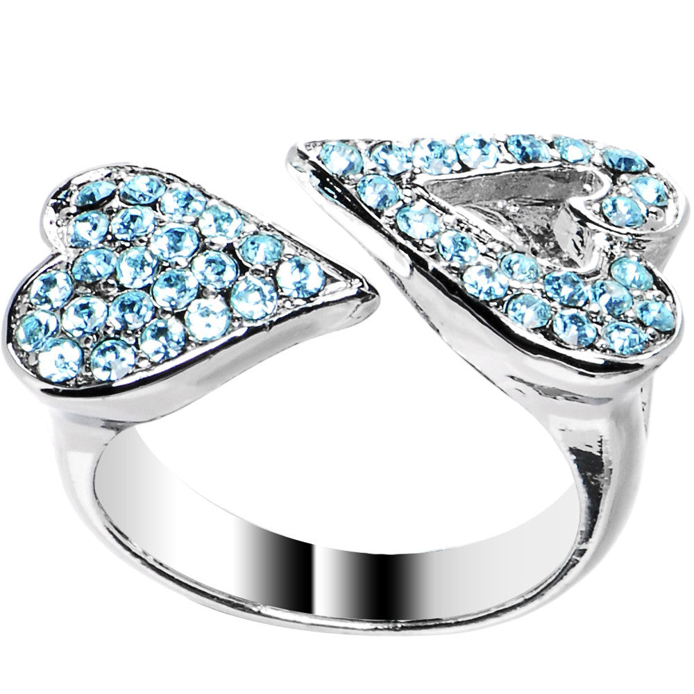 Aqua Gem Heartbreaker Heart Adjustable Ring