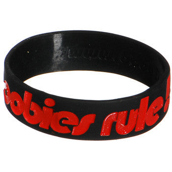 Black White Red Boobies Rule Awareness for Breast Cancer Bracelet