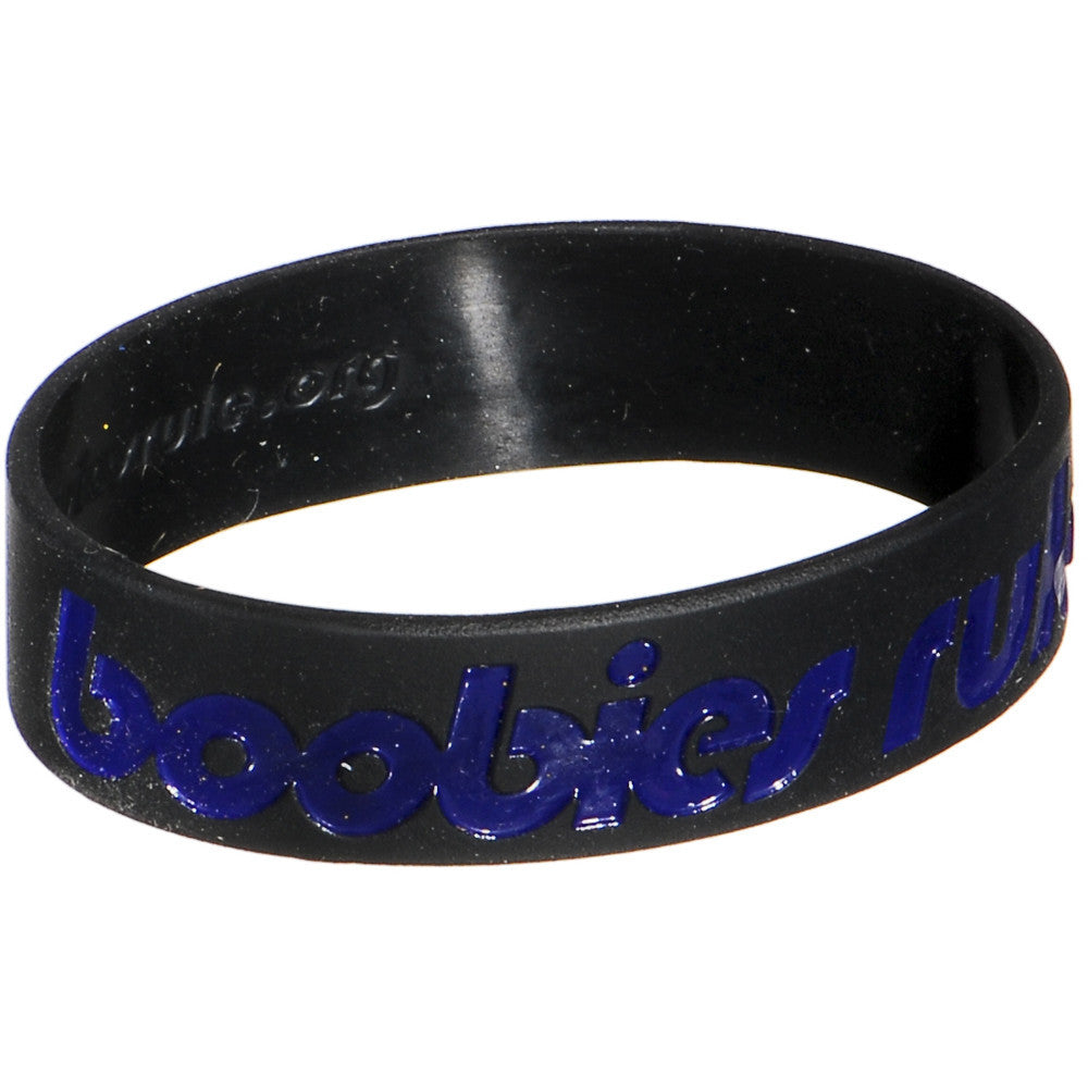 Black Blue Boobies Rule Awareness for Breast Cancer Bracelet