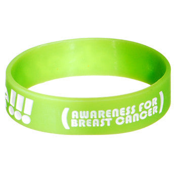 Lime Green White Boobies Rule Awareness for Breast Cancer Bracelet