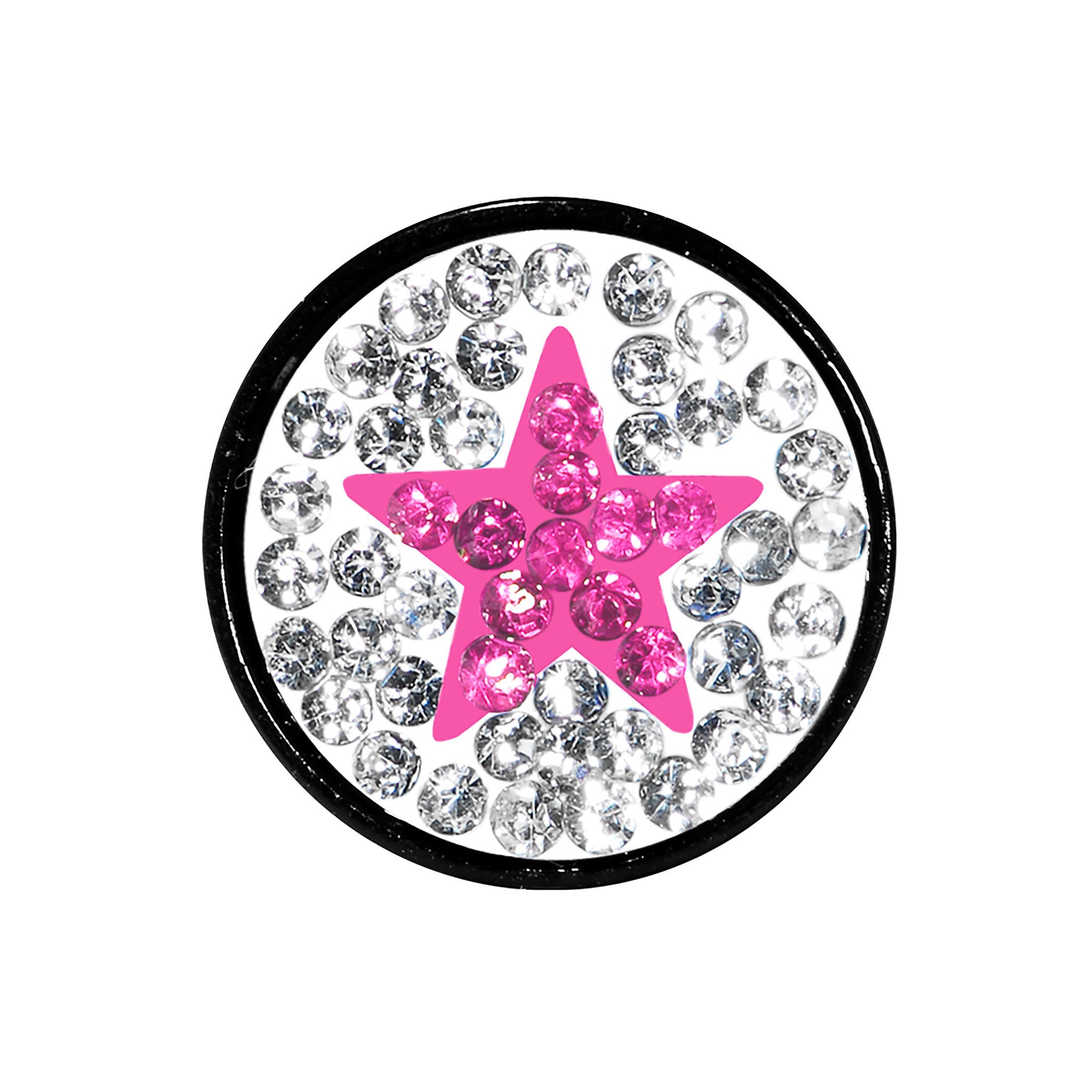 00 Gauge Pink Star Ferido Crystal Acrylic Screw Fit Tunnel