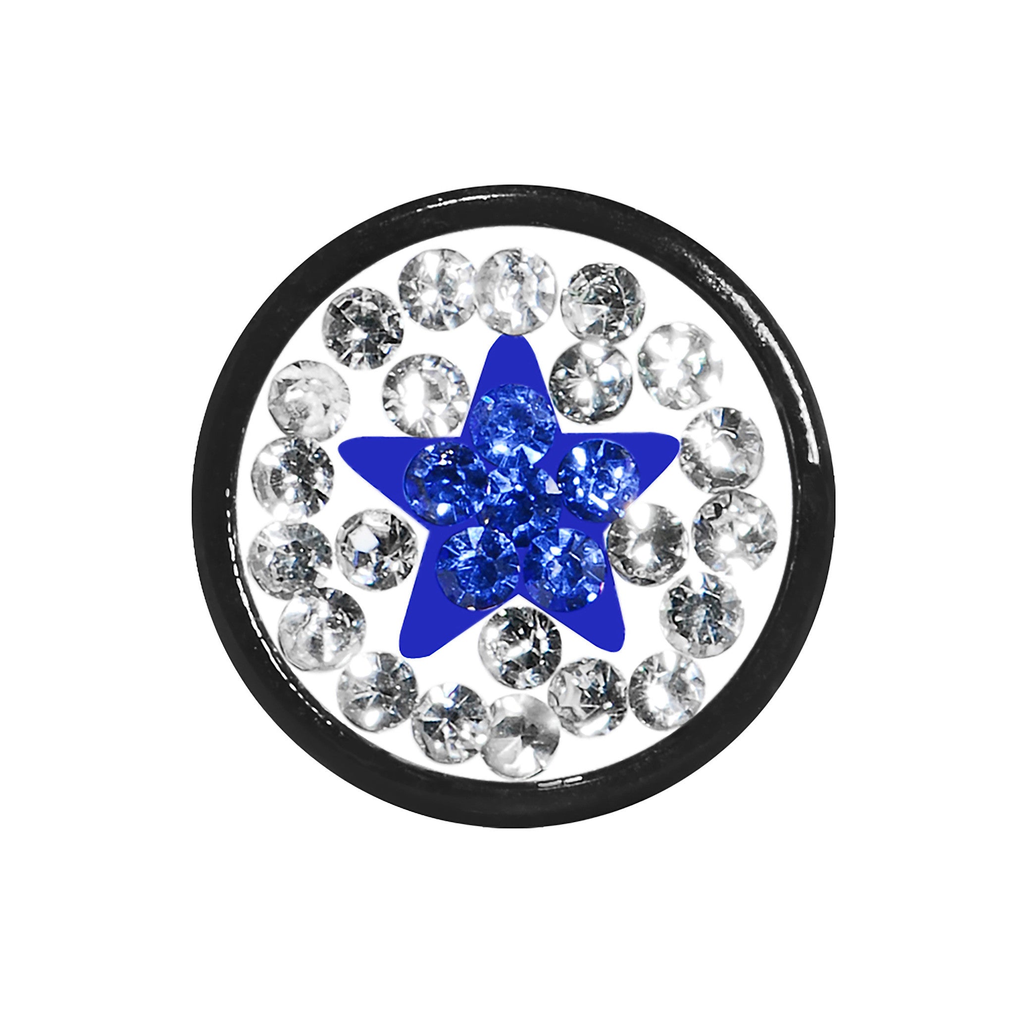 2 Gauge Blue Star Ferido Crystal Acrylic Screw Fit Tunnel