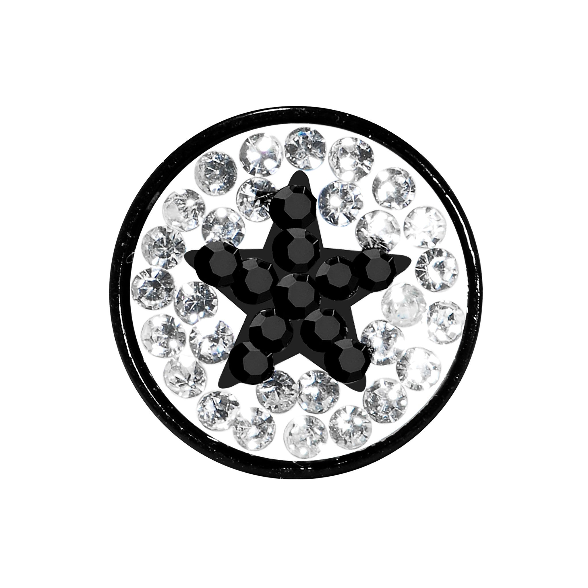 0 Gauge Black Star Ferido Crystal Acrylic Screw Fit Tunnel