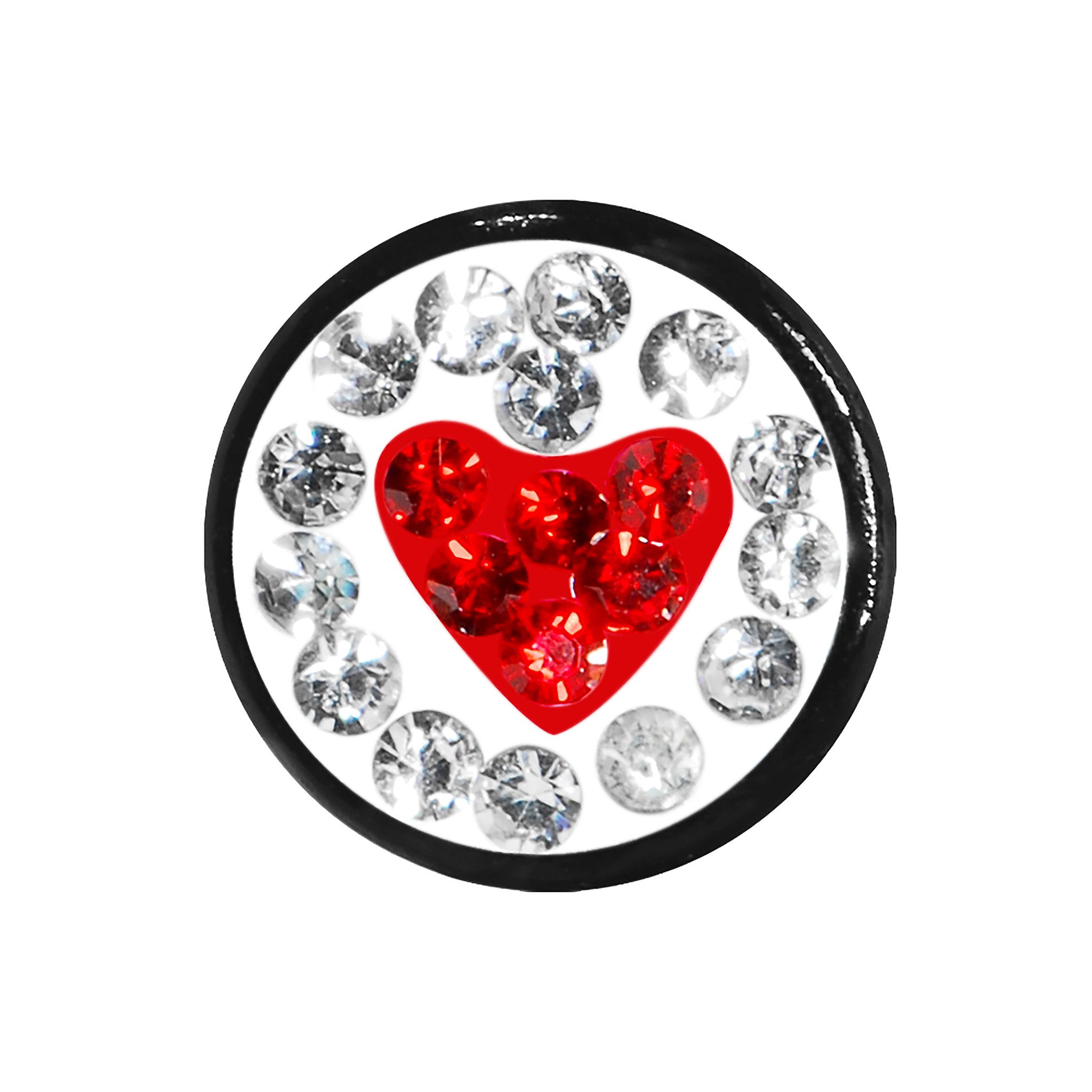 4 Gauge Red Heart Ferido Crystal Acrylic Screw Fit Tunnel