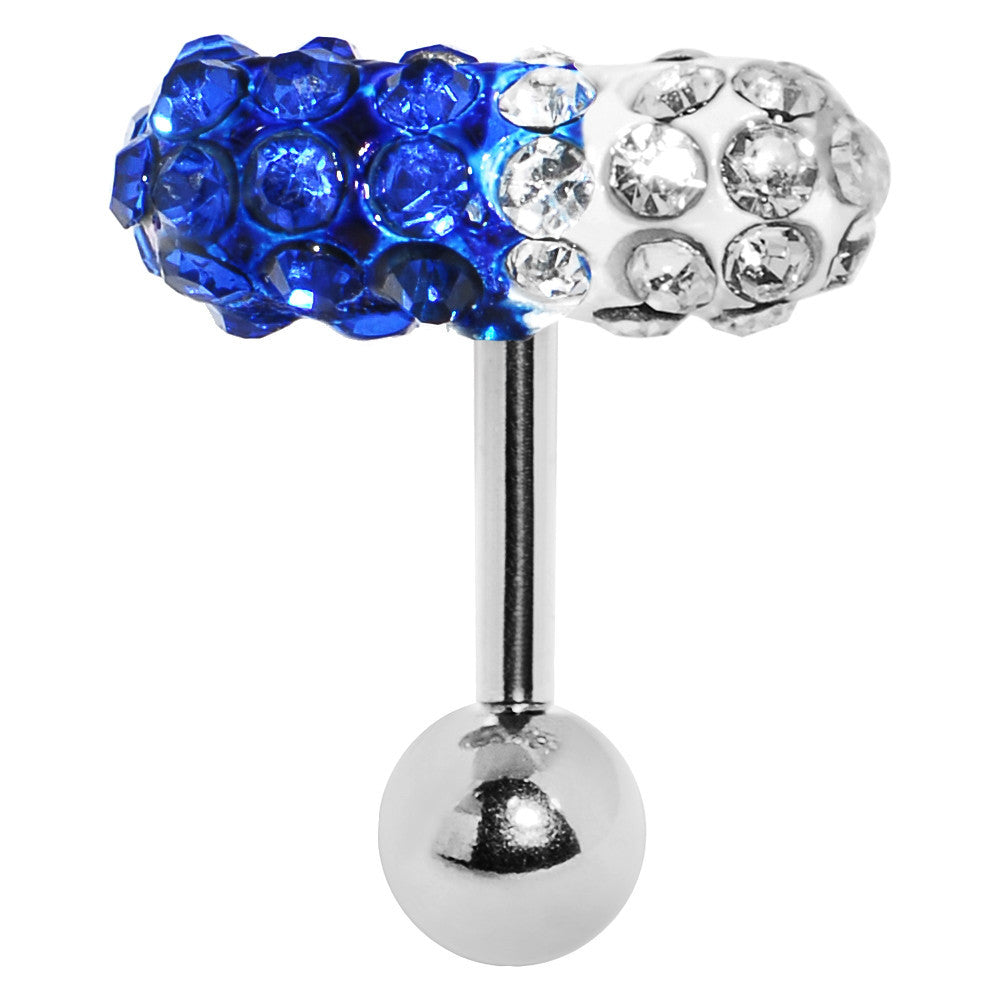 Clear Blue Crystal Pill Eyebrow Ring