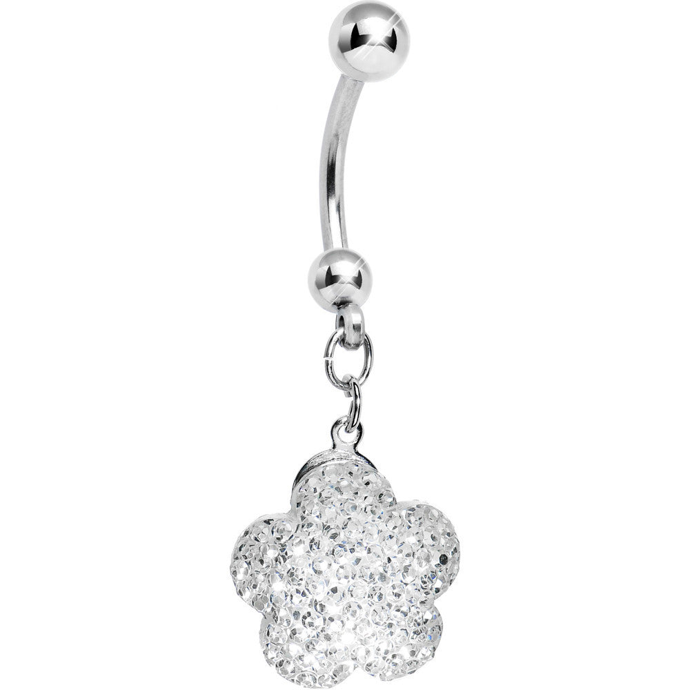 Clear Sparkler Flower Dangle Belly ring