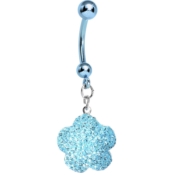 Aqua Sparkler Flower Dangle Belly Ring – BodyCandy