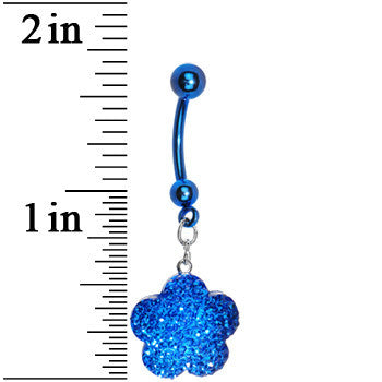 Sapphire Blue Flower Dangle Belly Ring