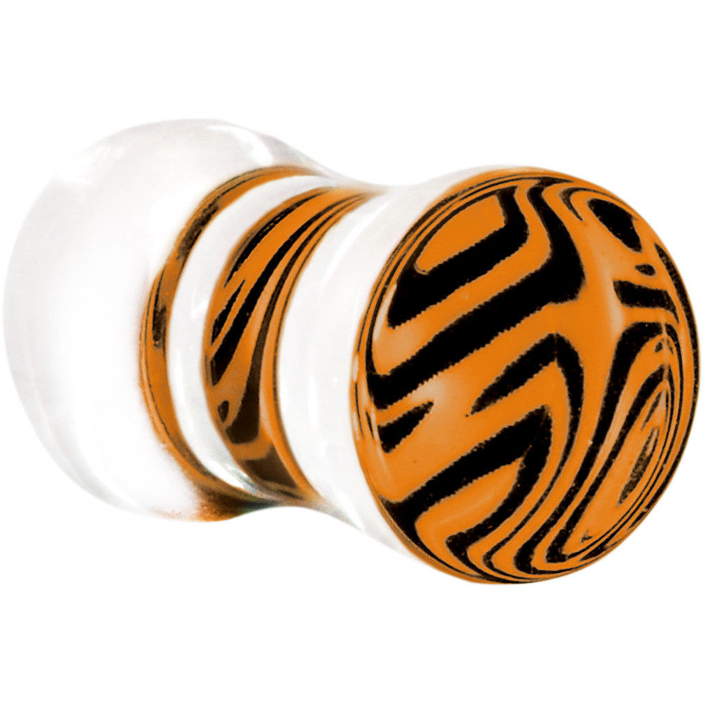 4 Gauge Tangerine Zebra Acrylic Saddle Plug