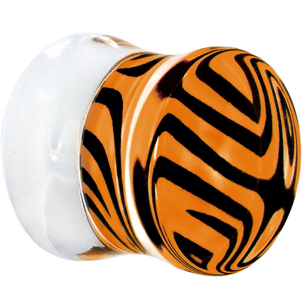 1/2 Tangerine Zebra Acrylic Saddle Plug