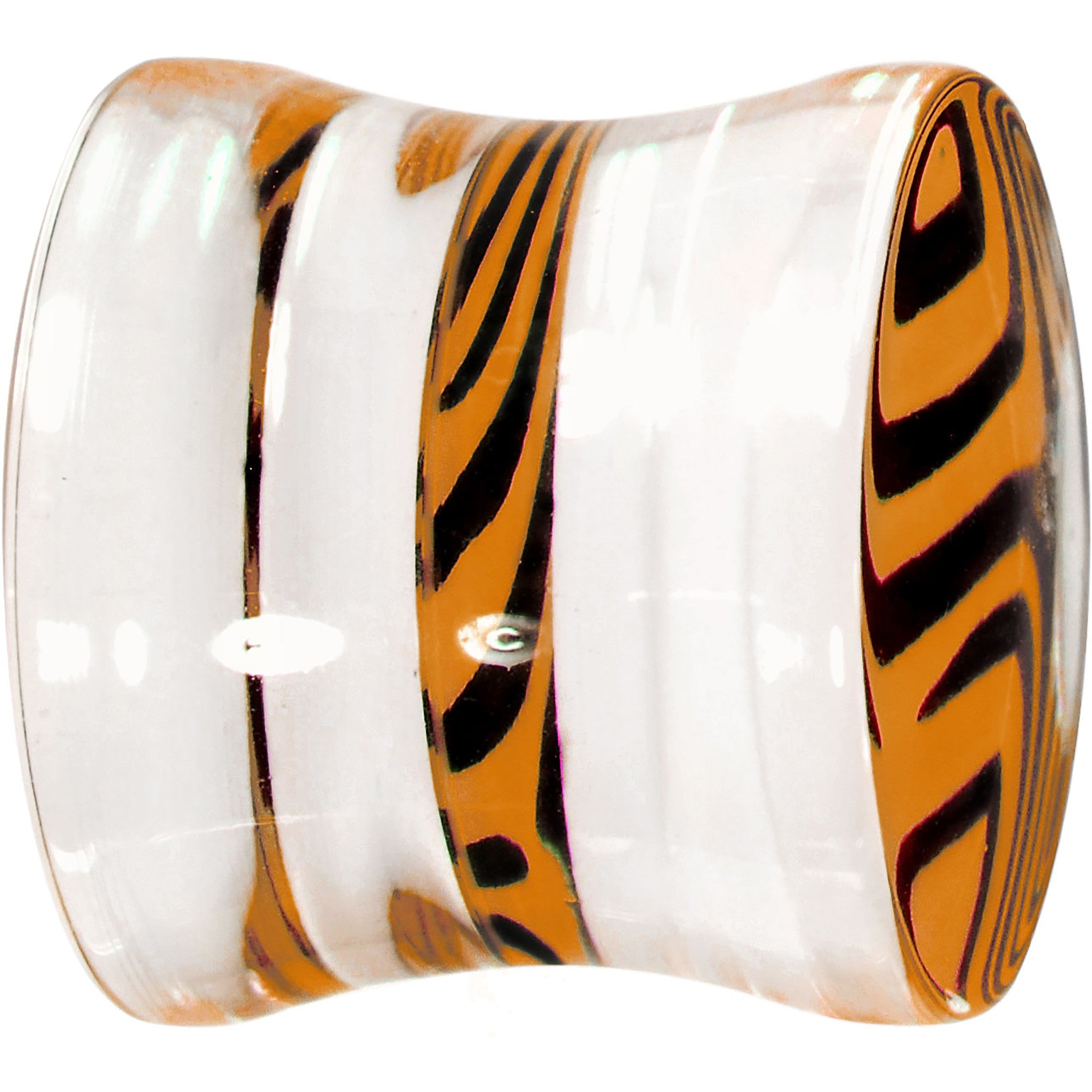 1/2 Tangerine Zebra Acrylic Saddle Plug