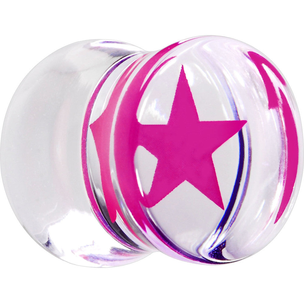 1/2 Hot Pink Star Inlay Acrylic Saddle Plug