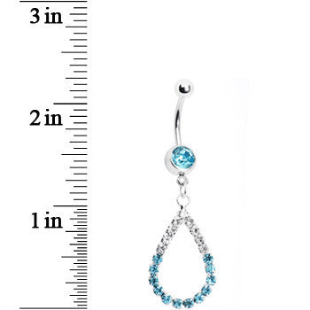 Clear Aqua Jeweled Teardrop Belly Ring