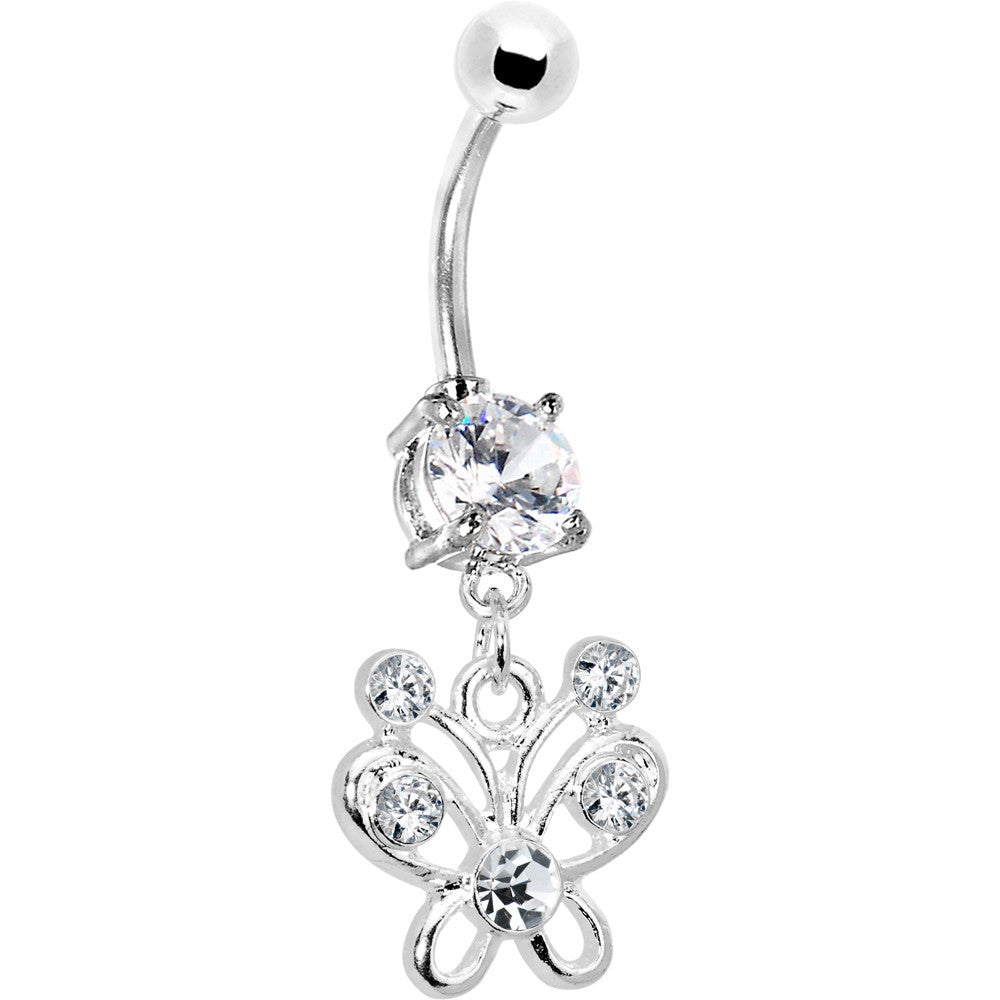 Clear Cubic Zirconia Butterfly Belly Ring