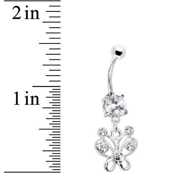 Clear Cubic Zirconia Butterfly Belly Ring