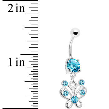 Aqua Cubic Zriconia Butterfly Belly Ring