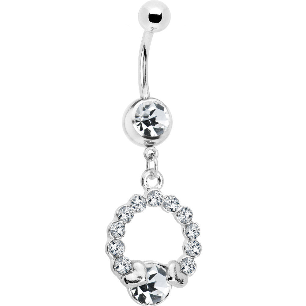 Clear Gem Wrap Me in Love Heart Dangle Belly Ring