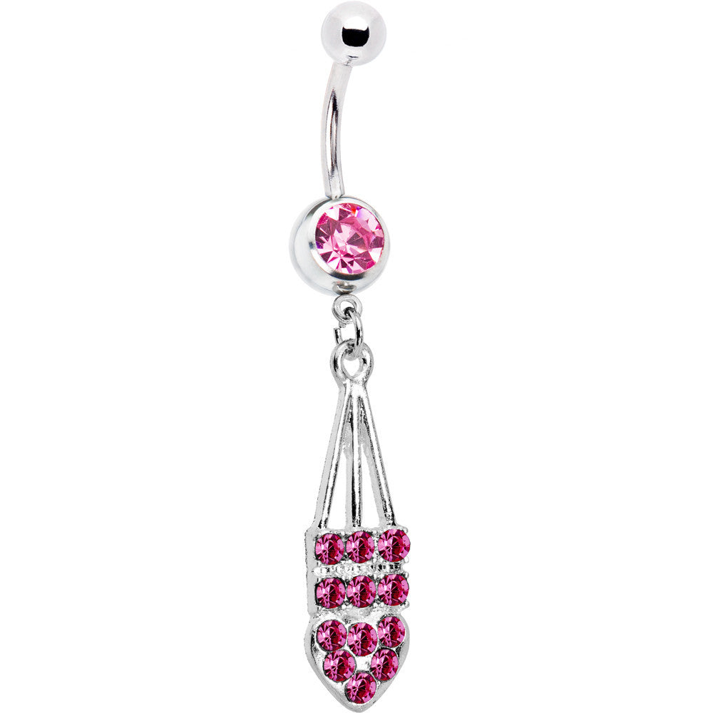 Pink Jeweled Arrow Heart Belly Ring