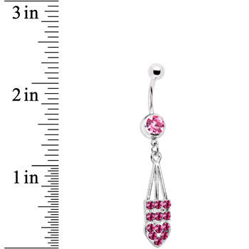 Pink Jeweled Arrow Heart Belly Ring