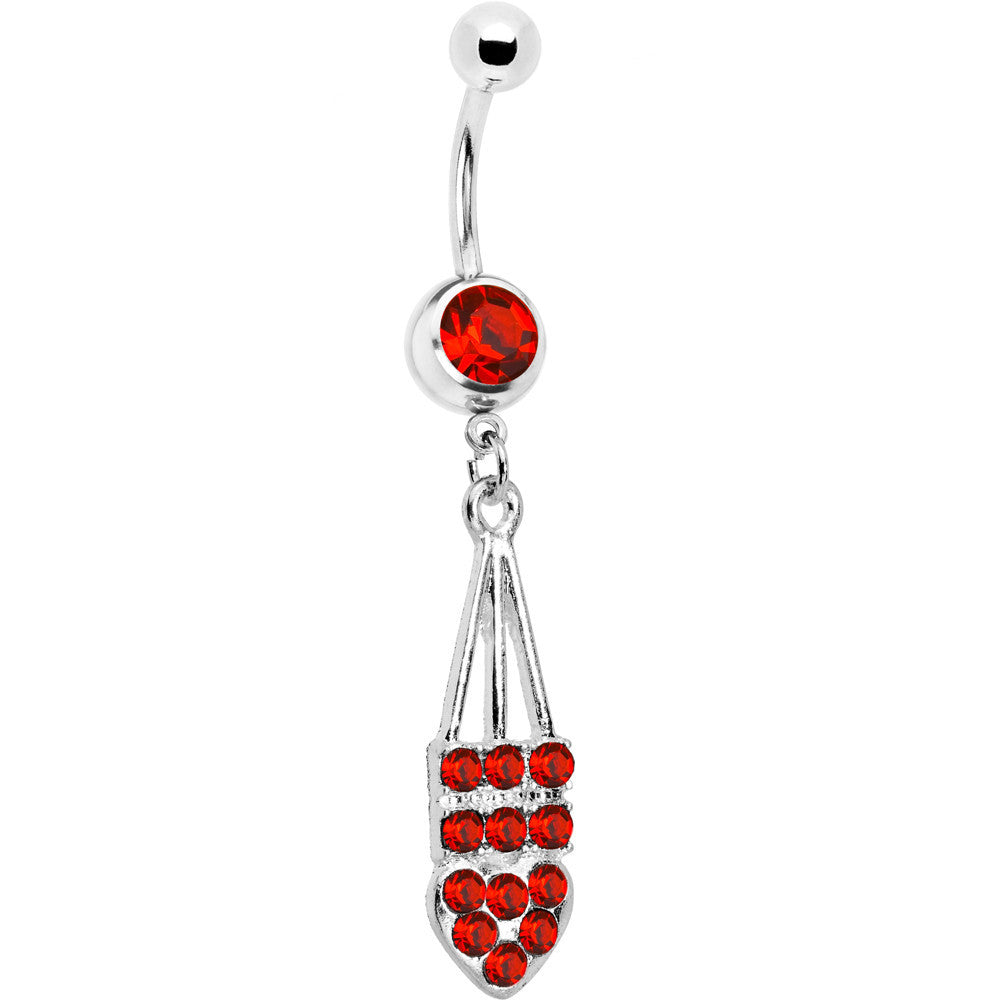 Red Jeweled Arrow Heart Belly Ring