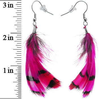 Fuchsia Femme Fatale Feather Earrings