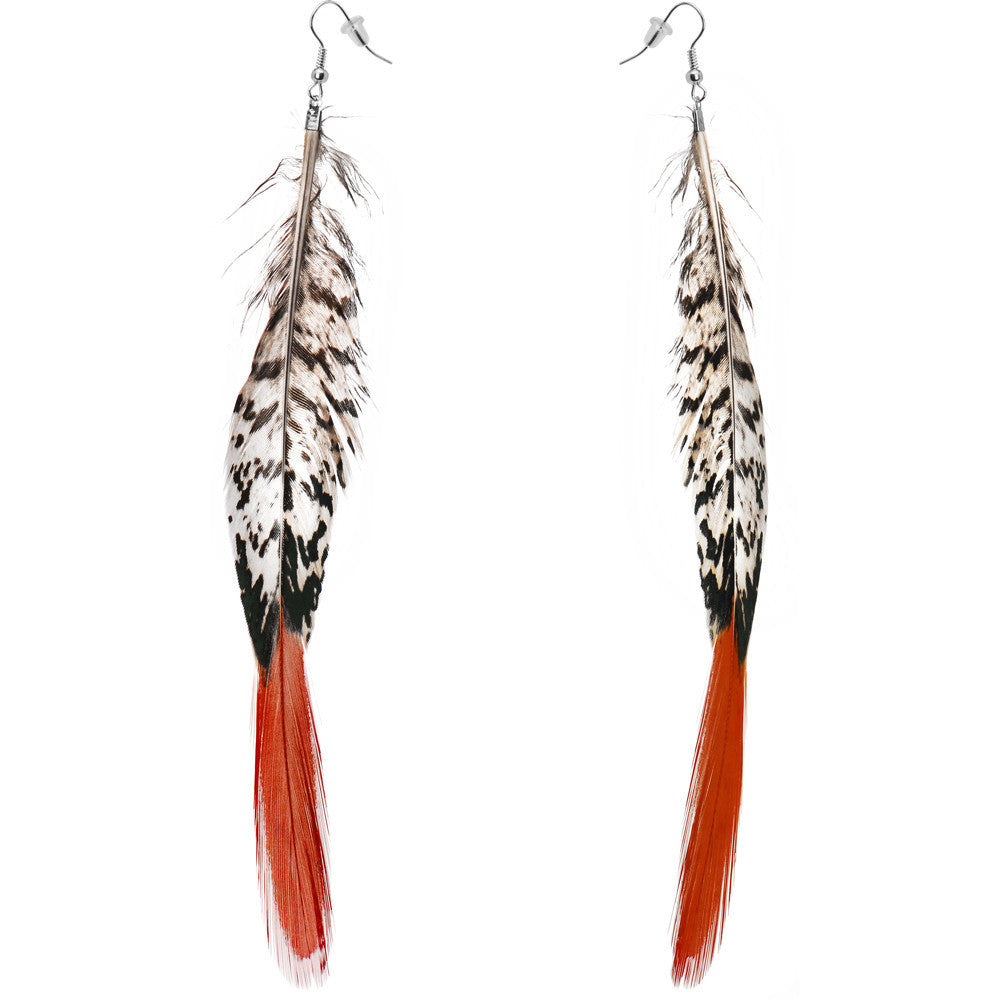 Natural Glam Drop Feather Earrings