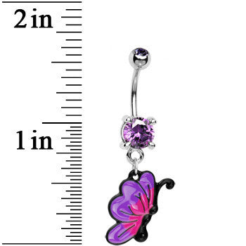 Tanzanite CZ Chromatic Butterfly Belly Ring