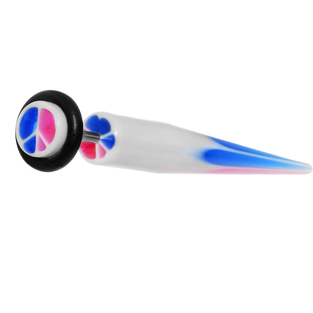 Patriotic Peace Sign Fake Taper Ear Plug