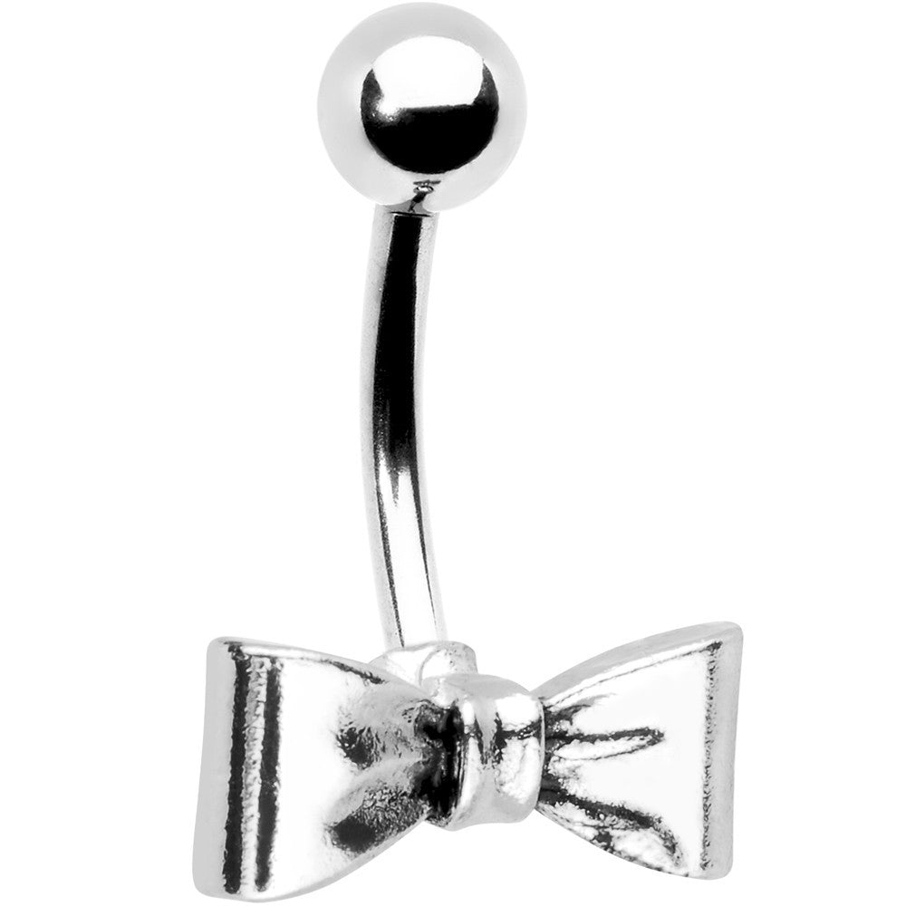 Silver Tone Bow Belly Ring