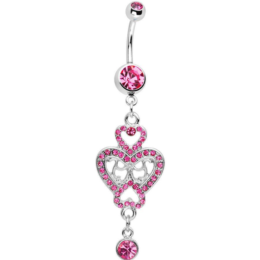 Pink Gem Affair of the Heart Belly Ring