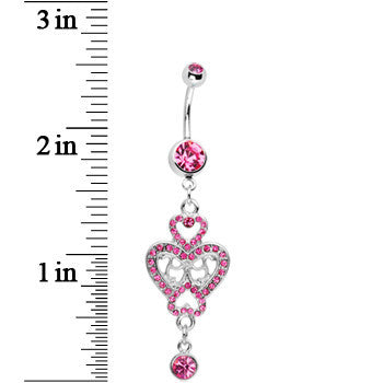 Pink Gem Affair of the Heart Belly Ring