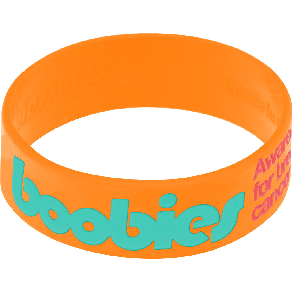 Orange Aqua Boobies Awareness for Breast Cancer Bracelet