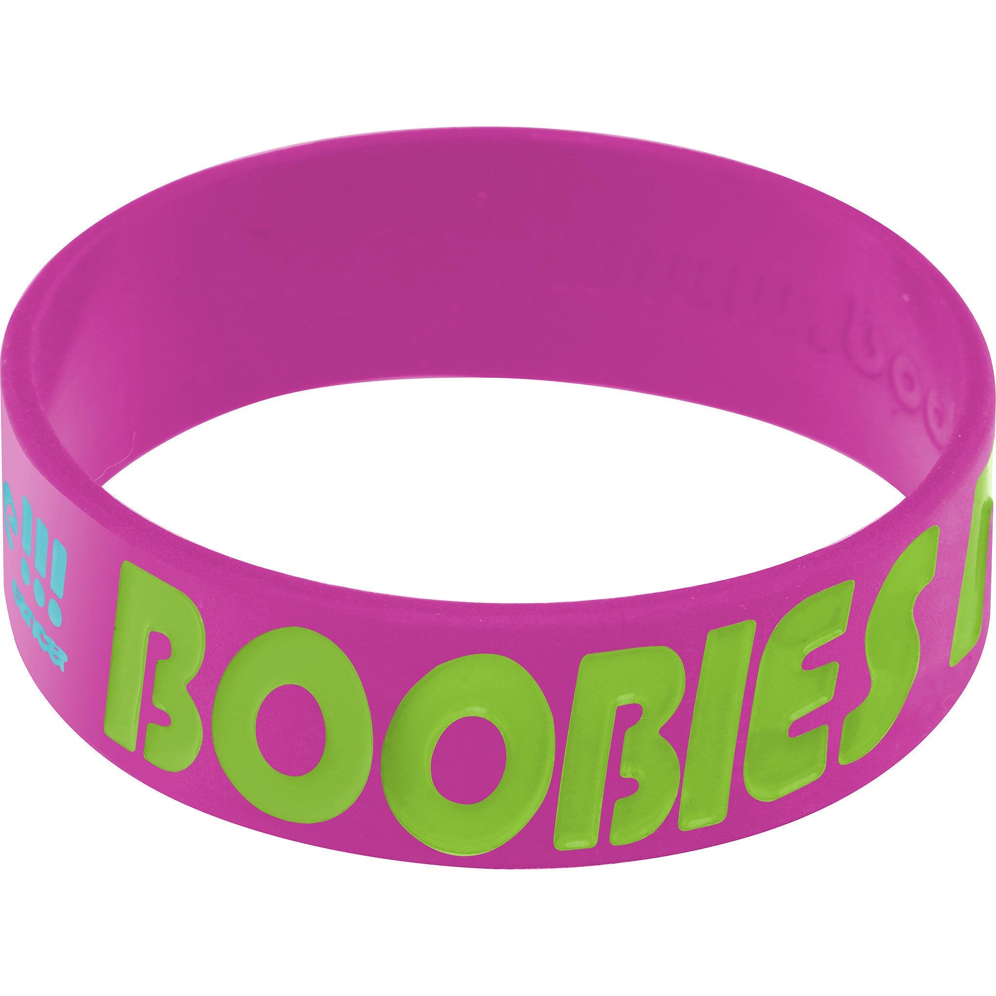 Purple Green Boobies Rock Breast Cancer Bracelet