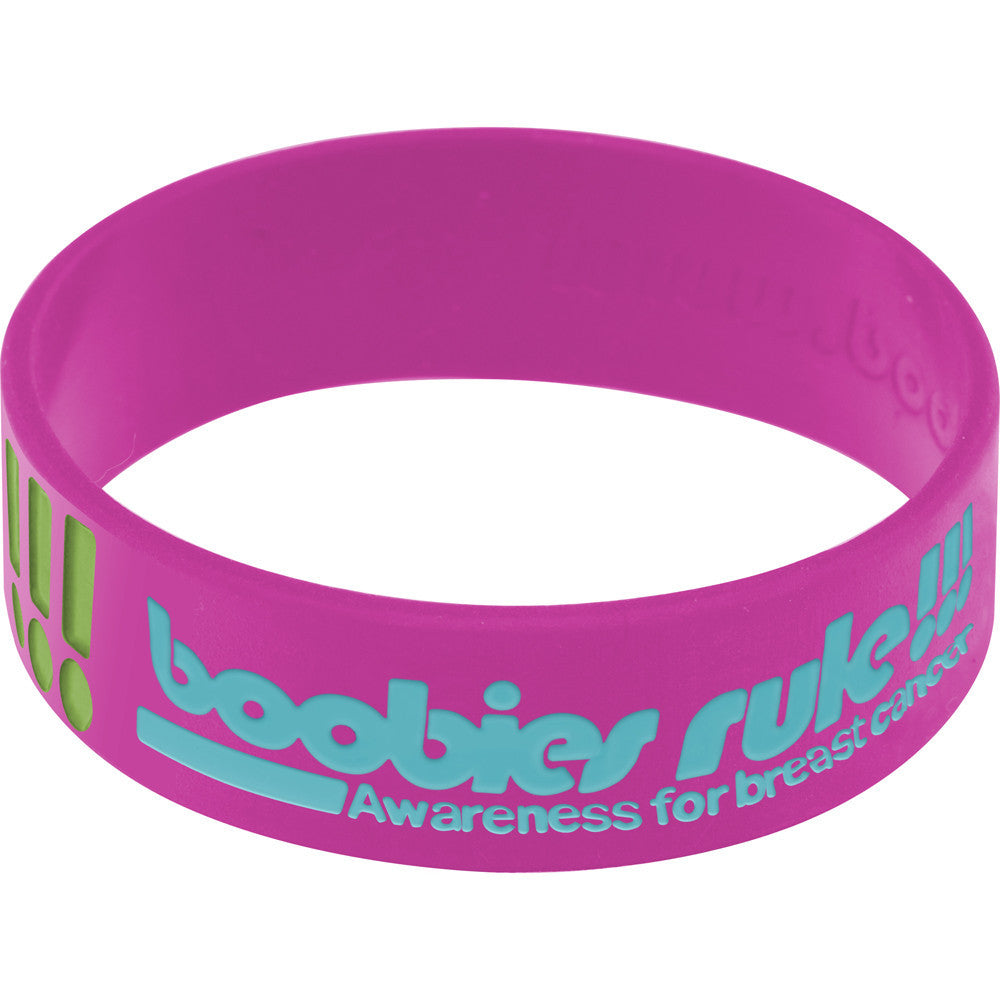 Purple Green Boobies Rock Breast Cancer Bracelet