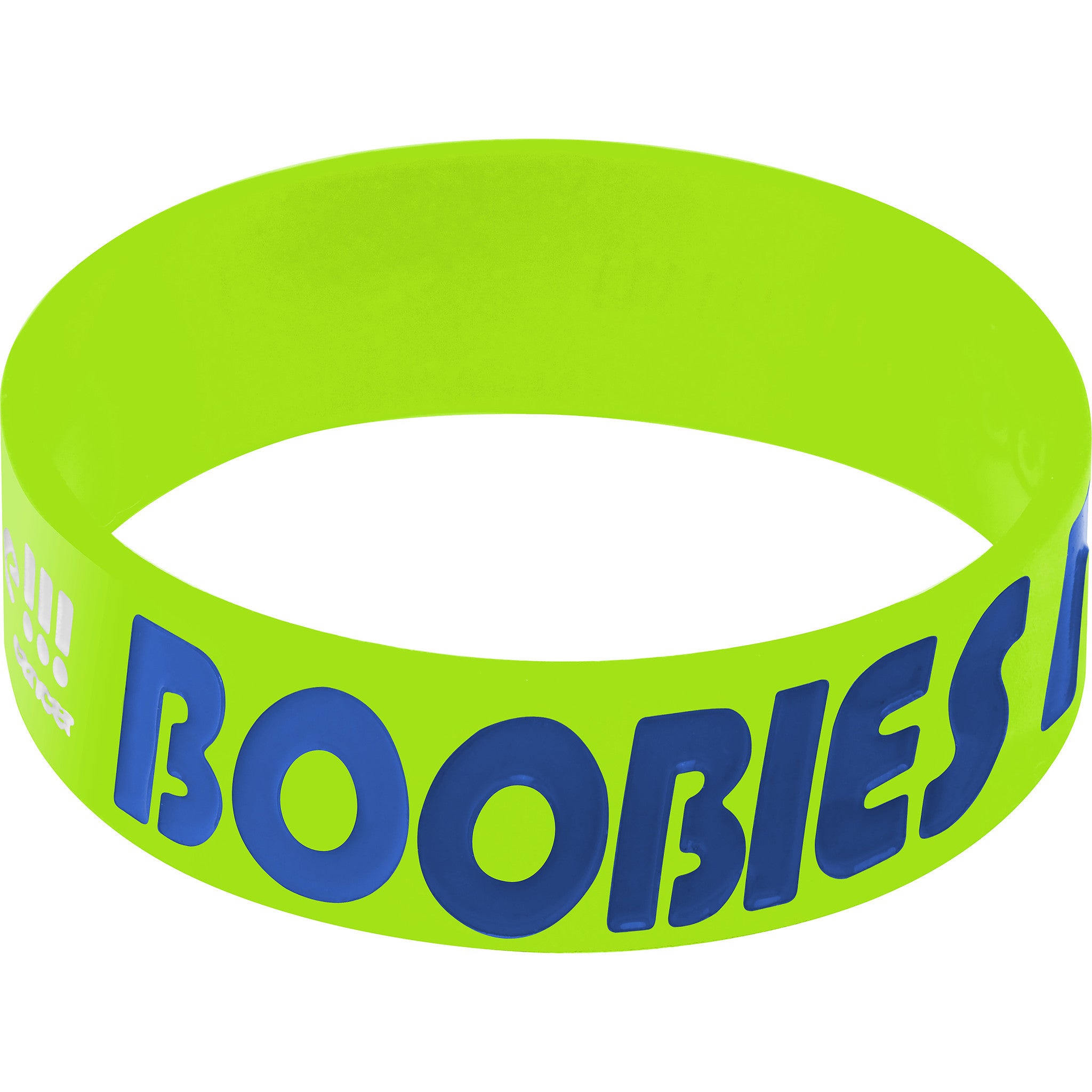 Lime Green Blue Boobies Rock Breast Cancer Bracelet