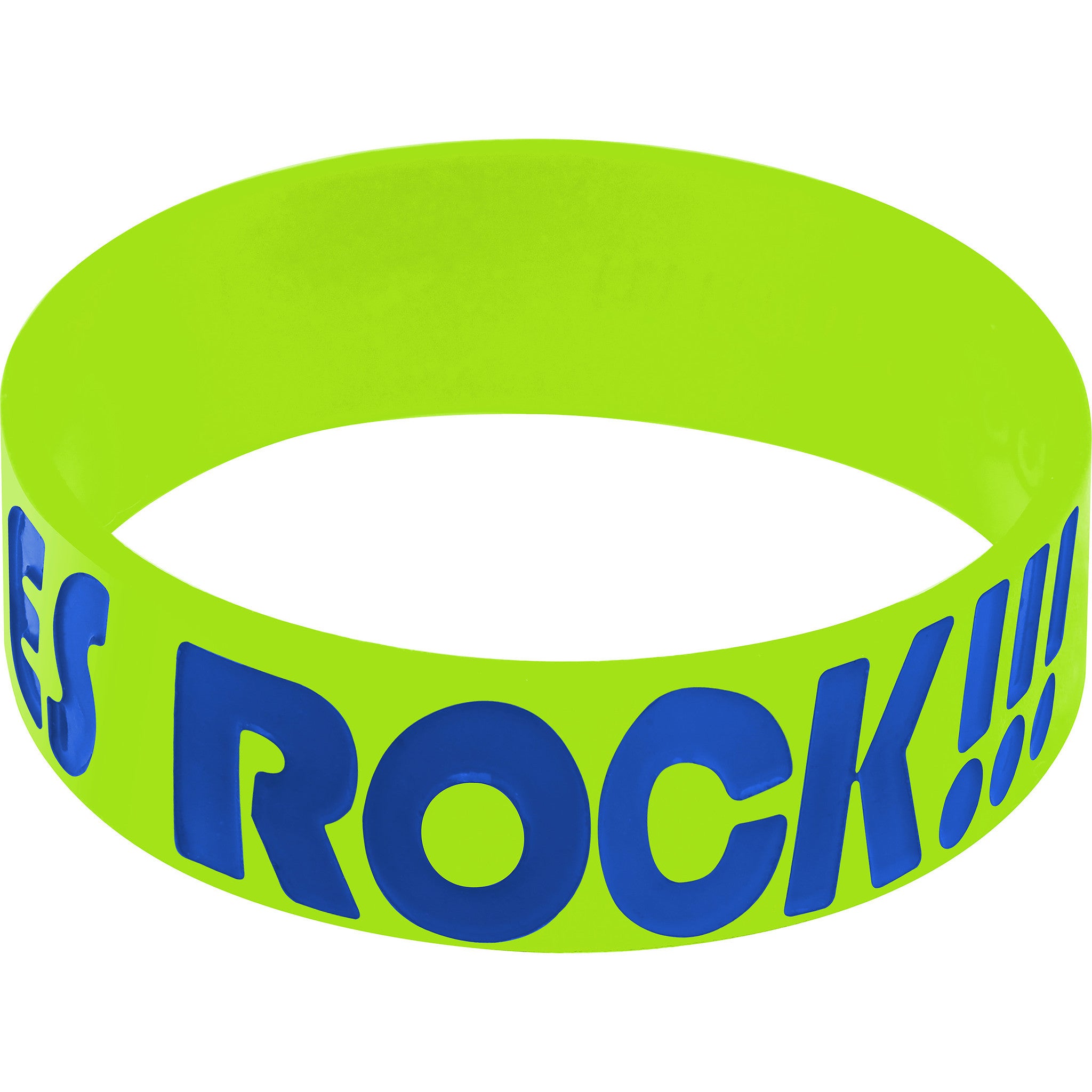 Lime Green Blue Boobies Rock Breast Cancer Bracelet