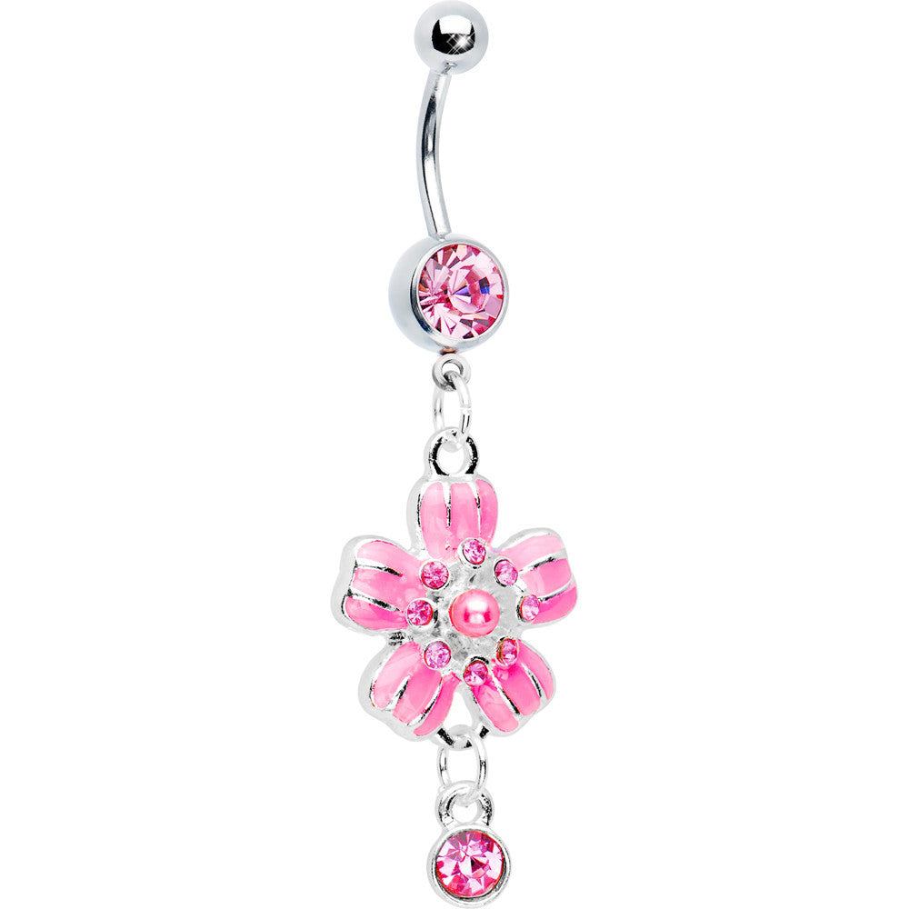 Rose Flower Gem Perfect Posy Dangle Belly Ring