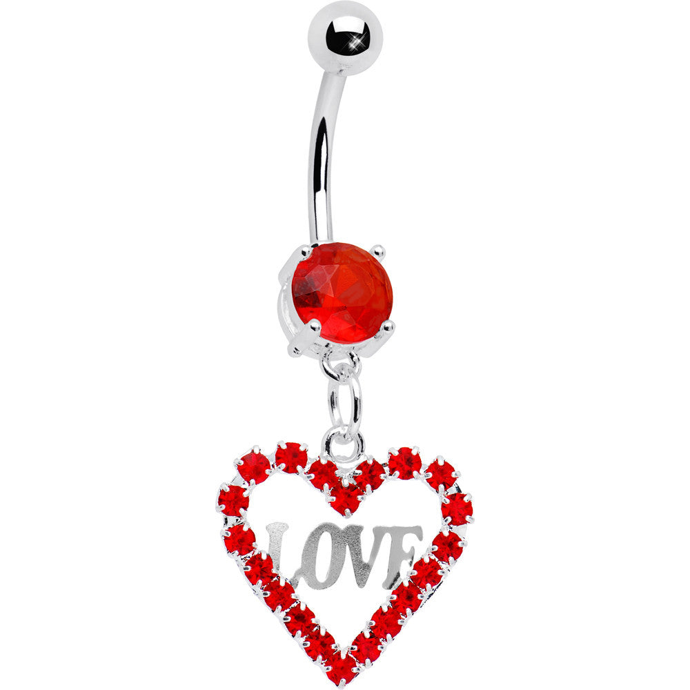 Ravishing Red Heart of Love Gem Belly Ring