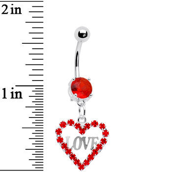 Ravishing Red Heart of Love Gem Belly Ring