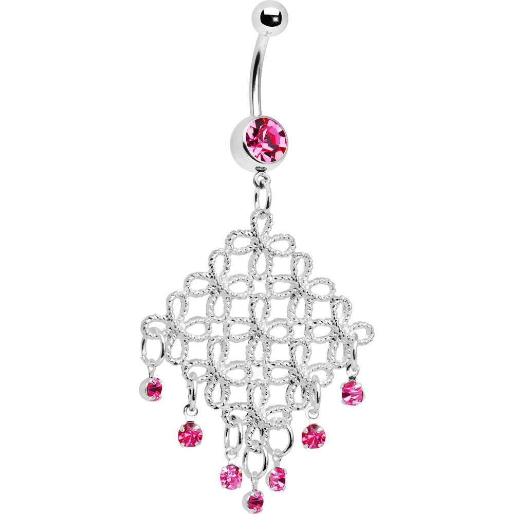 Passion Pink Diamond Cascade Chandelier Belly Ring