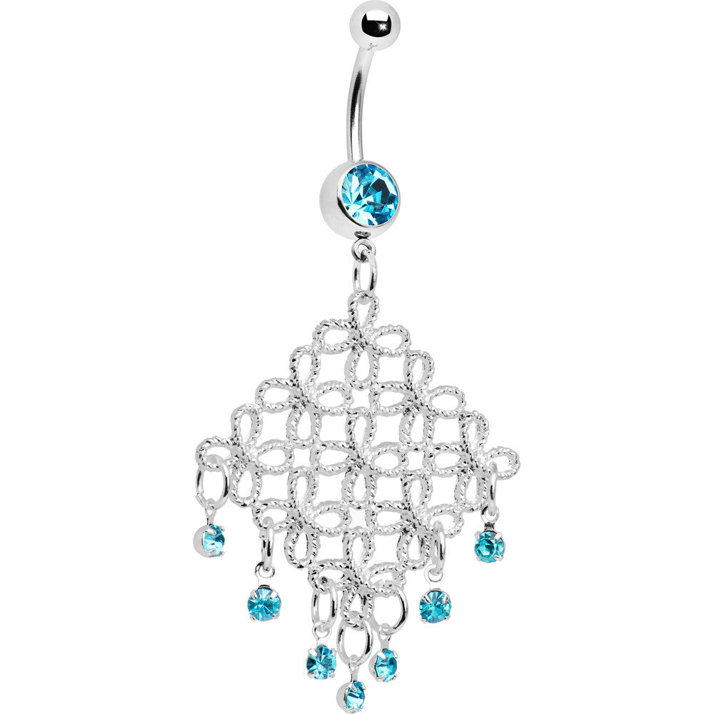 Aqua Diamond Cascade Chandelier Belly Ring